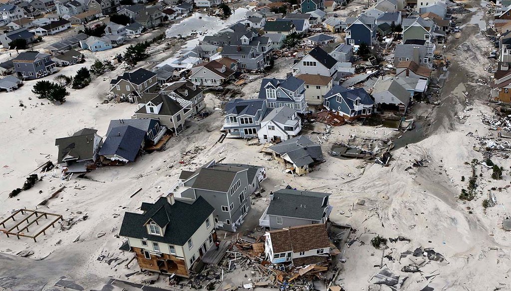 Homes destroyed by Superstorm Sandy are seen Oct. 31, 2012, in Ortley Beach, N.J. (AP)
